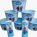Kit Personalizado Frozen Balde De Pipoca + Copo 50 Itens