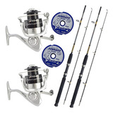 Kit Pesca 2 Molinete Marine Sports Arena, 2 Vara, 2 Linha