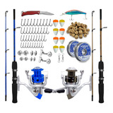 Kit Pesca Completo Molinete 3 Rolamento Com Vara Acessórios
