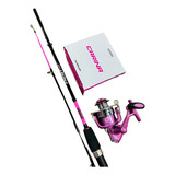 Kit Pesca Para Mulher Vara E Molinete Carina Rosa Feminino Cor Rosa-chiclete