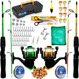 Kit Pescaria Completa Vara 1,50m + Molinetes E Maleta