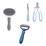 Kit Pet Cortador Unha Desembaraçador Escova Lixa Cão Gato