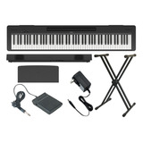 Kit Piano Digital Yamaha P-143 Suporte Pedal Fonte 88 Teclas