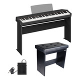 Kit Piano Yamaha P225 + Suporte Movel Ep200 + Banco Opus Cor Preto