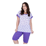 Kit Pijama Calça Curta Bermudão 2 Camiseta E 2 Manga Curta