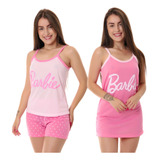 Kit Pijama Short Doll Camisola Estampado Feminino Promoção