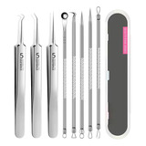 Kit Pinça Extrator Removedor De Cravo Espinha Acne 8 Peças
