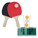 Kit Ping Pong Qualidade C/2 Raquete 3 Bolinha 1 Rede+suporte