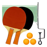 Kit Ping Pong Tênis De Mesa 2 Raquetes + 3 Bolinhas + Rede
