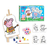 Kit Pintura Peppa Pig Cavalete Infantil Nig Brinquedos Kids