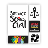 Kit Placa Quadros Decorativos Serviço Social Estudo Curso