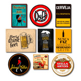 Kit Placas Decorativas Bebidas Frases Mdf - 9 Placas