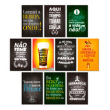 Kit Placas Decorativas Frases Cervejas Bar 10 Pçs 20x13 Cm