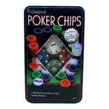 Kit Poker Profissional Em Lata 100 Fichas Texas Hold'em Set
