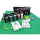 Kit Poker Profissional Lata 200 Fichas Numeradas Completo