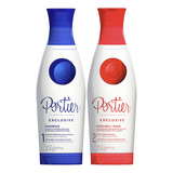 Kit Portier Exclusiva Escova Progressiva Alisamento Shampoo Limpeza + Redutor De Volume Sem Frizz 1 L