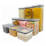 Kit Pote Quadrado 9 Und Mantimento Hermético Transparente