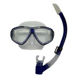 Kit Prata Máscara E Respirador Snorkel Seasub Cor Azul