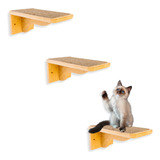 Kit Prateleira Para Gatos Em Mdf 15mm Degrau Com Carpete Cor Marrom-claro