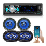Kit Pratico Auto Falantes 6 + 6x9 280w + Radio Mp3 Bluetooth
