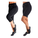 Kit Premium Bermuda Fitness+córsario Legging Capri Cadarço 