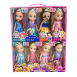 Kit Princesas Da Disney 8 Bonecas Com Acessórios Brinquedo 