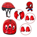 Kit Proteção Capacete, Joelheira, Cotoveleira Homem Aranha
