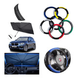 Kit Proteção Carro Guarda Sol E Capa De Volante Massageador