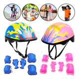 Kit Proteção Infantil Capacete Menina E Menino Até 12 Anos