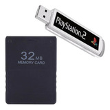 Kit Ps2 Memory Card 32 Mb + Pendrive 128 Gb Ps2 Fat E Slim