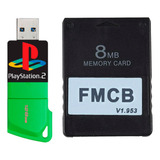 Kit Ps2 Memory Card + Pendrive 128 Gb Para Ps2 Fat Bloqueado