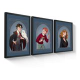 Kit Quadros Harry Potter Hermione Rony Poster 23x33cm