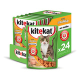 Kit Ração Úmida Kitekat Sachê Frango Gato Adulto 70g 24 Unidades