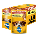Kit Ração Úmida Pedigree Sachê Frango Cães Adultos 18 Un