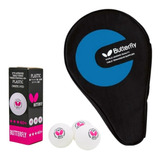Kit Raqueteira Capa Butterfly + 3 Bolas 40mm Ping Pong