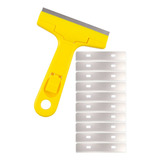 Kit Raspador De Insulfilm + 10 Lâminas Vidro Janelas