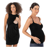 Kit Regata Fecho Click + Vestido Regata Soltinho Amamentar