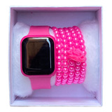 Kit Relógio Adolescente Feminino Com Pulseira E Caixa