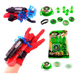 Kit Relógio Lança Discos Ben 10 E Luva Spiderman C/ Dardos