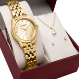 Kit Relógio Mondaine Dourado Feminino 32607lpmkde1k1