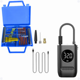 Kit Remendo Maleta Reparo + Calibrador Compressor Pneu Digit