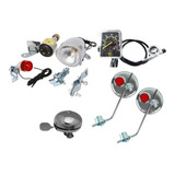 Kit Retrô Bicicleta Vintage Espelhos Farol Dínamo Campainha.