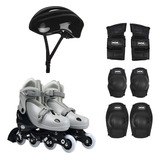 Kit Roller Patins Infantil Regulável Tamanho M 34 Ao 37 Mor