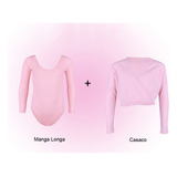 Kit Roupa Uniforme Ballet - Collant Manga Longa + Casaco 