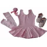 Kit Roupa Uniforme Figurino Ballet Rosa Pink Infantil 