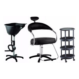 Kit Salão Cabeleireiro Completo: Cadeira Lavatório Carrinho