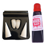 Kit Sangue Falso + Dente Vampiro Halloween Fantasia Festa
