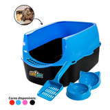 Kit Sanitário Gatos Sandbox Fácil Higienização Pet Cor Azul