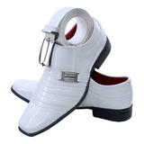 Kit Sapato Social Branco + Cinto Social Masculino Branco 