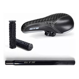 Kit Selim Banco Bike Bmx Grau Manopla Canote C/carrinho Gts